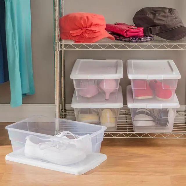 Alt view image 6 of 6 - Sterilite 6 Quart Storage Box, Clear Plastic with White Snap Lid, 12 Pack