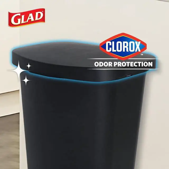 Alt view image 3 of 7 - Glad Trash Can with Clorox Odor Protection | Plastic Bin, 13 Gal, Black | Kitchen Waste Bin | Hands Free with Step On Foot Pedal and Garbage Bag Rings