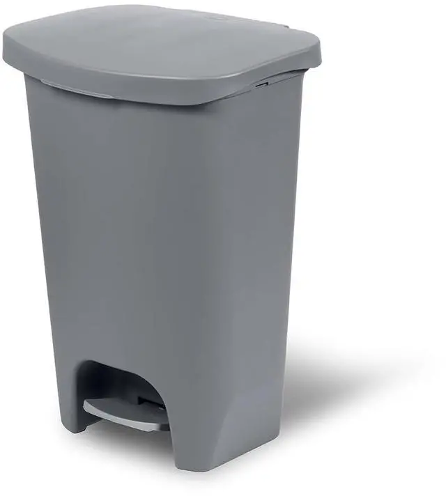 Main image of Glad Trash Can with Clorox Odor Protection | Plastic Bin, 13 Gallon, Grey | Kitchen Waste Bin | Hands Free with Step On Foot Pedal and Garbage Bag Rings
