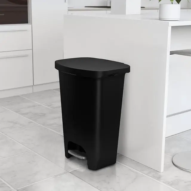 Alt view image 7 of 7 - Glad Trash Can with Clorox Odor Protection | Plastic Bin, 13 Gal, Black | Kitchen Waste Bin | Hands Free with Step On Foot Pedal and Garbage Bag Rings