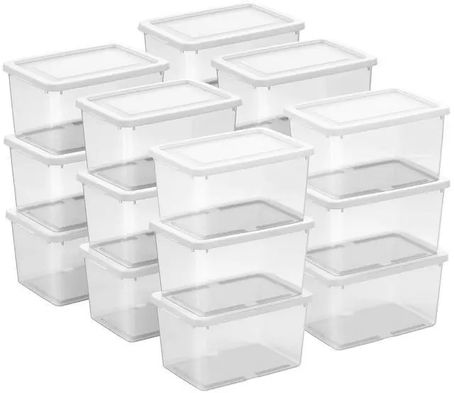 Main image of Sterilite Storage Box, Stackable Clear Plastic Bins, 20 Quart, 18-Pack | Heavy-Duty Organizing Containers with Snap-On Lids for Closet, Bathroom, and Office