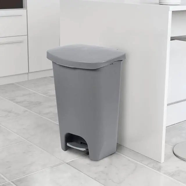 Alt view image 7 of 7 - Glad Trash Can with Clorox Odor Protection | Plastic Bin, 13 Gallon, Grey | Kitchen Waste Bin | Hands Free with Step On Foot Pedal and Garbage Bag Rings