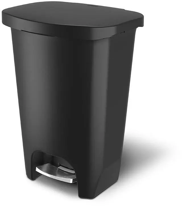 Main image of Glad Premium Trash Can with Clorox Odor Protection, 13 Gallon, Black | Plastic Kitchen Waste Bin | Hands Free with Stainless Steel Foot Pedal and Garbage Bag Rings
