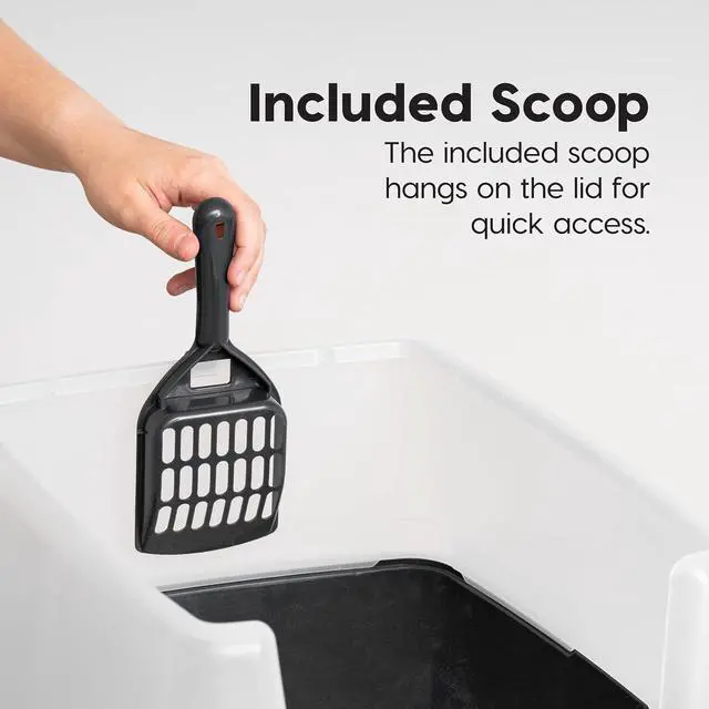 Alt view image 4 of 7 - IRIS USA Large High Sided Cat Litter Box, Scatter Shield | High Kickers, Kick-Proof Sides, Extra Deep Pan, Raised Edge Protection, Keeps Floor Clean, Easy Daily Scoop