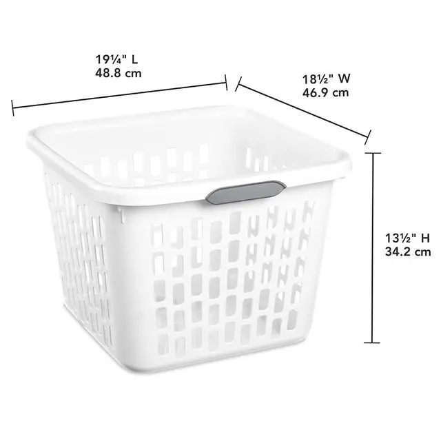 Alt view image 3 of 7 - Sterilite Square Laundry Basket, Plastic Clothes Hamper, 12 Pack | 1.5 Bushel Capacity, White, Large Bin with Comfort Grip Handles and Reinforced Rim