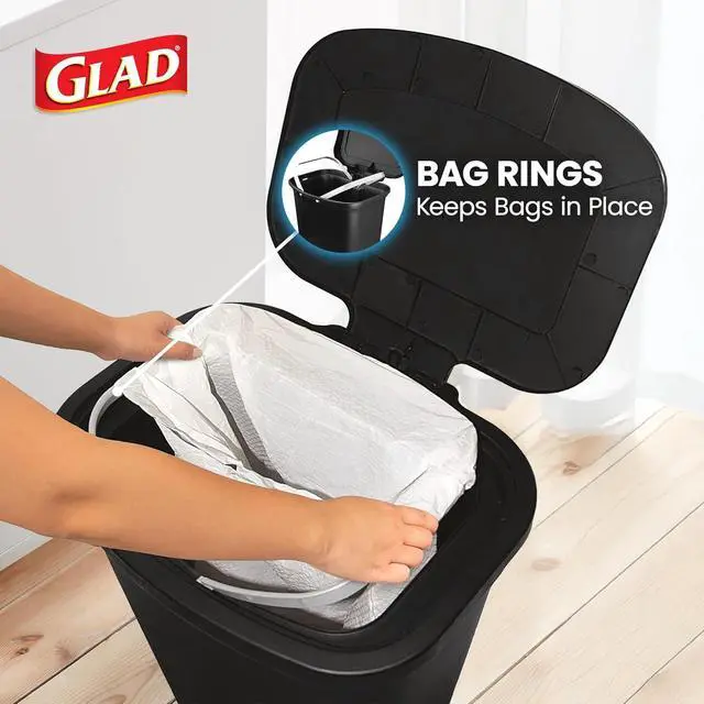 Alt view image 5 of 7 - Glad Trash Can with Clorox Odor Protection | Plastic Bin, 20 Gal, Black | Kitchen Waste Bin | Hands Free with Step On Foot Pedal and Garbage Bag Rings