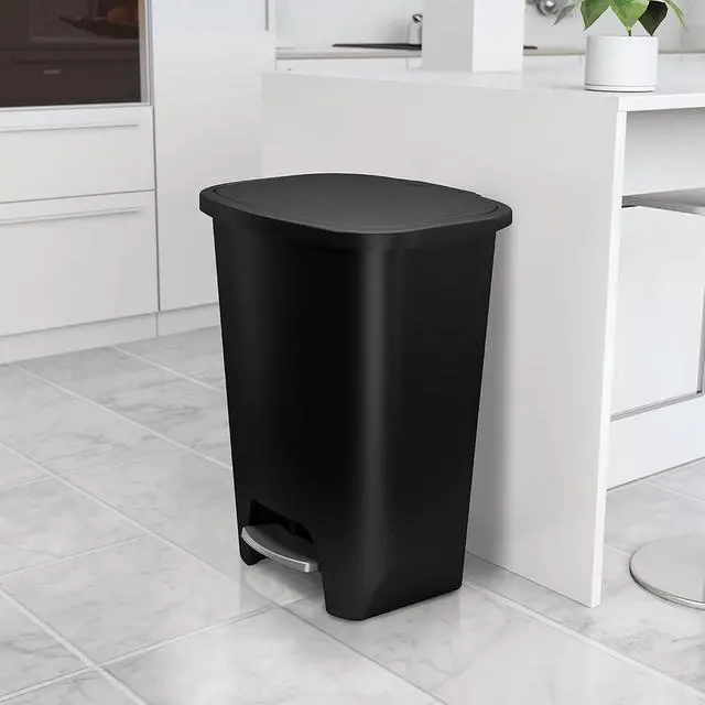 Alt view image 7 of 7 - Glad Trash Can with Clorox Odor Protection | Plastic Bin, 20 Gal, Black | Kitchen Waste Bin | Hands Free with Step On Foot Pedal and Garbage Bag Rings