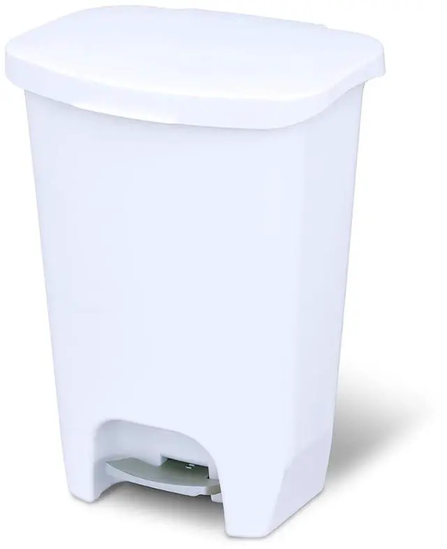 Main image of Glad 13 Gallon Trash Can with Clorox Odor Protection | Plastic Kitchen Waste Bin | Hands Free with Step On Foot Pedal and Garbage Bag Rings, White