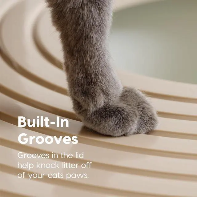 Alt view image 4 of 7 - IRIS USA Large Top Entry Cat Litter Box, Hooded Privacy, Beige/White | Multi-Cat Households, Enclosed Top Access, Protected Interior, Mess Containment System, Odor Trapping, Reduced Tracking