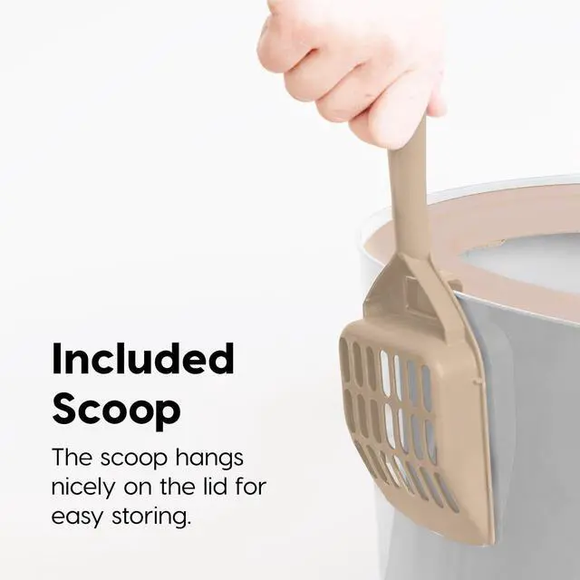 Alt view image 6 of 7 - IRIS USA Large Top Entry Cat Litter Box, Hooded Privacy, Beige/White | Multi-Cat Households, Enclosed Top Access, Protected Interior, Mess Containment System, Odor Trapping, Reduced Tracking