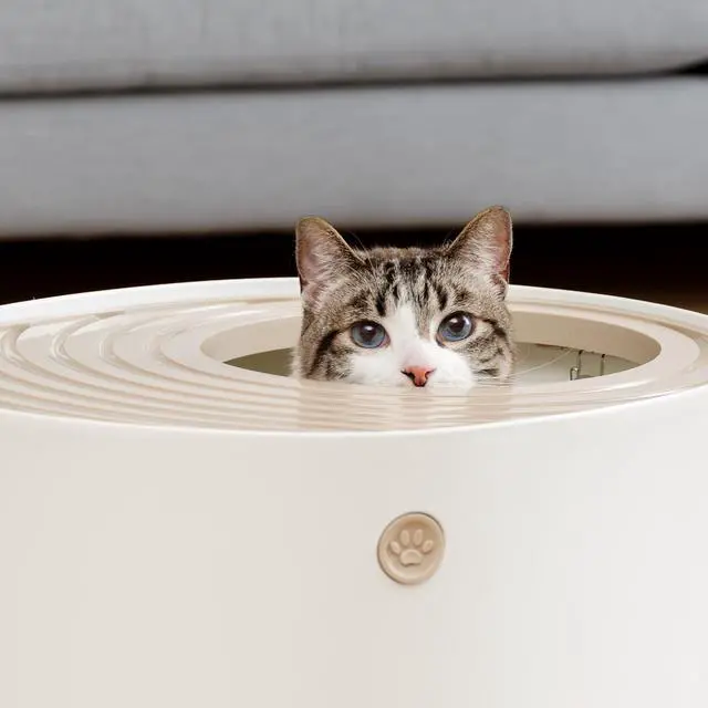 Alt view image 7 of 7 - IRIS USA Large Top Entry Cat Litter Box, Hooded Privacy, Beige/White | Multi-Cat Households, Enclosed Top Access, Protected Interior, Mess Containment System, Odor Trapping, Reduced Tracking