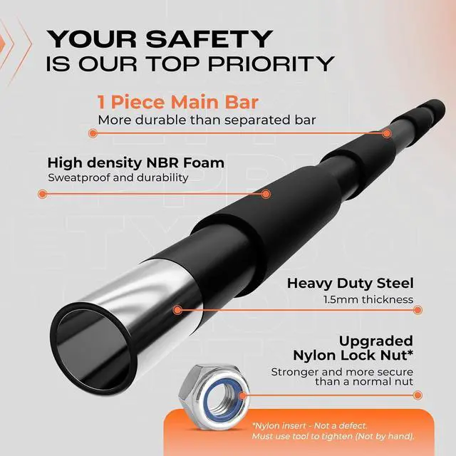 Alt view image 2 of 7 - Yes4All Heavy Duty Wall Mounted Pull Up Bar, Over Door Pull Up Bar for Doorway, Multi Grip Chin Up Bar, Sturdy Strength Training Bars & Durable Gym Bar for Home Exercise