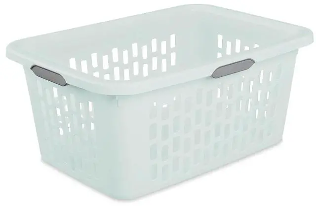 Main image of Sterilite Laundry Basket, Plastic Clothes Hamper, Large Rectangle Bin with Comfort Grip Handles and Reinforced Rim, 2 Bushel Capacity, Mint, 24 Pack