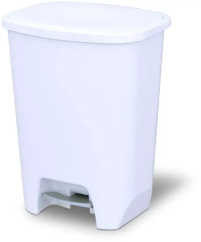 Main image of Glad 20 Gallon Trash Can with Clorox Odor Protection | Plastic Kitchen Waste Bin | Hands Free with Step On Foot Pedal and Garbage Bag Rings, White