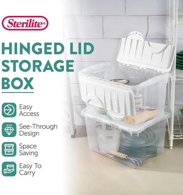Alt view image 3 of 7 - Sterilite 6-Pack Stackable Storage Bin with Lid, Clear Plastic Design, 48 Quart