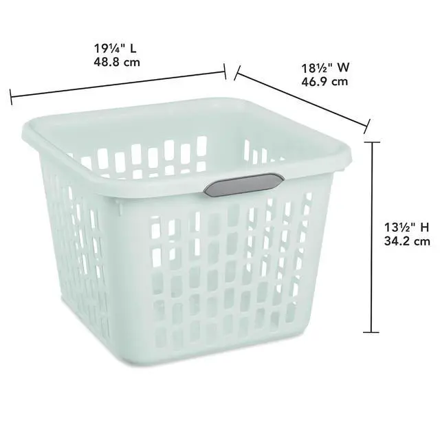 Alt view image 3 of 7 - Sterilite Laundry Basket, Plastic Clothes Hamper, 24 Pack | 1.5 Bushel Capacity, Mint, Large Square Bin with Comfort Grip Handles and Reinforced Rim