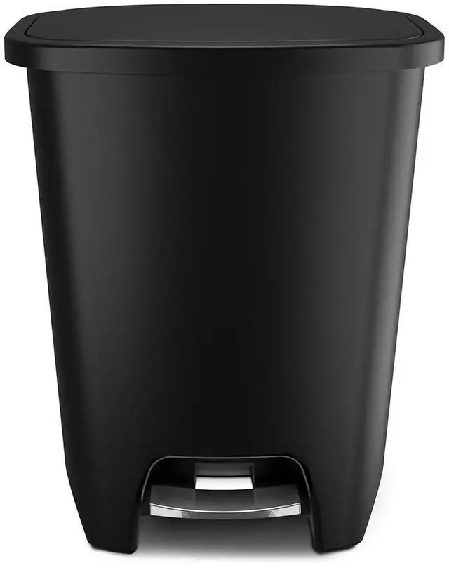 Main image of Glad Premium Trash Can with Clorox Odor Protection, 20 Gallon, Black | Plastic Kitchen Waste Bin | Hands Free with Stainless Steel Foot Pedal and Garbage Bag Rings