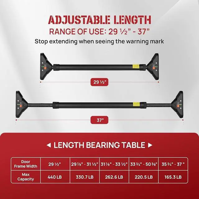 Alt view image 2 of 7 - Yes4All Heavy Duty Wall Mounted Pull Up Bar, Over Door Pull Up Bar for Doorway, Multi Grip Chin Up Bar, Sturdy Strength Training Bars & Durable Gym Bar for Home Exercise