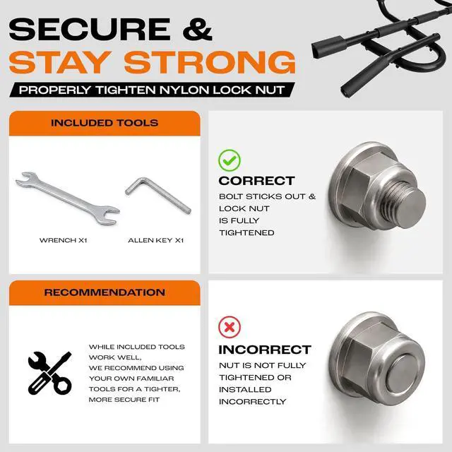Alt view image 7 of 7 - Yes4All Heavy Duty Wall Mounted Pull Up Bar, Over Door Pull Up Bar for Doorway, Multi Grip Chin Up Bar, Sturdy Strength Training Bars & Durable Gym Bar for Home Exercise