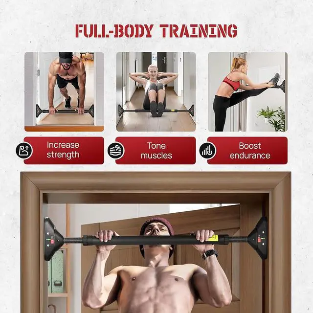 Alt view image 5 of 7 - Yes4All Heavy Duty Wall Mounted Pull Up Bar, Over Door Pull Up Bar for Doorway, Multi Grip Chin Up Bar, Sturdy Strength Training Bars & Durable Gym Bar for Home Exercise