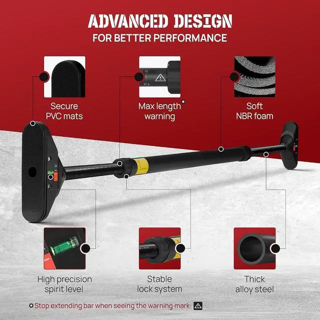 Alt view image 4 of 7 - Yes4All Heavy Duty Wall Mounted Pull Up Bar, Over Door Pull Up Bar for Doorway, Multi Grip Chin Up Bar, Sturdy Strength Training Bars & Durable Gym Bar for Home Exercise
