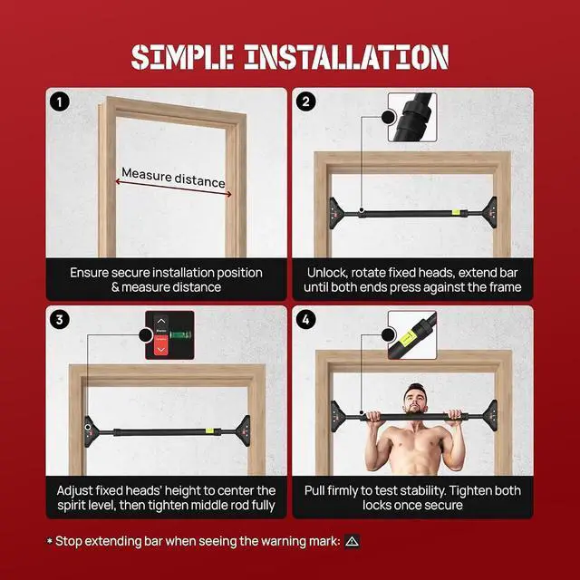Alt view image 6 of 7 - Yes4All Heavy Duty Wall Mounted Pull Up Bar, Over Door Pull Up Bar for Doorway, Multi Grip Chin Up Bar, Sturdy Strength Training Bars & Durable Gym Bar for Home Exercise