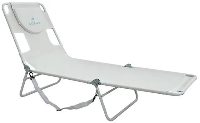 Main image of Ostrich The Original Chaise Lounge 72 x 22 Inch Portable Reclining Lounger | Outdoor Patio, Beach, Lawn, Camping, or Pool Tanning Chair, White