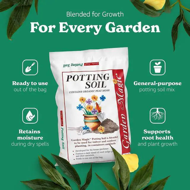 Alt view image 3 of 7 - Michigan Peat Garden Magic Potting Soil Mix, General-Purpose Potting Soil for Indoor or Outdoor Container Gardening, 20-Pound Bag, 4 Pack