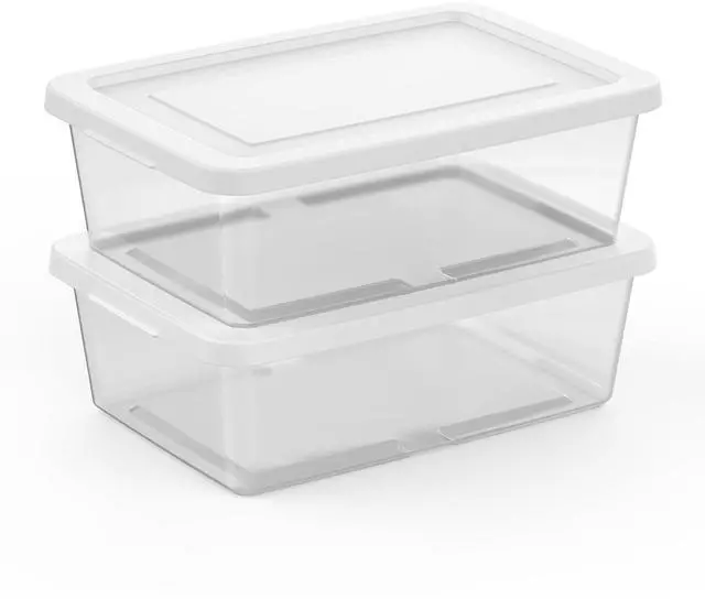 Alt view image 7 of 7 - Sterilite Storage Box Stackable Tote, White, 12 Quart, 45 Pack | Clear Plastic Container with Secure Snapping Lids for Home and Office Organization