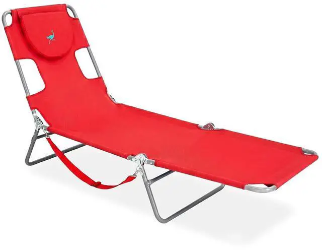 Main image of Ostrich The Original Chaise Lounge 72 x 22 Inch Portable Reclining Lounger | Outdoor Patio, Beach, Lawn, Camping, or Pool Tanning Chair, Red