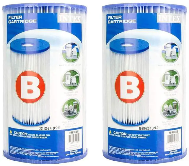 Main image of Intex 29005E Easy Set Swimming Pool Type B Replacement Easy Clean Dacron Material Filter Pump Cartridge, (2 Pack)