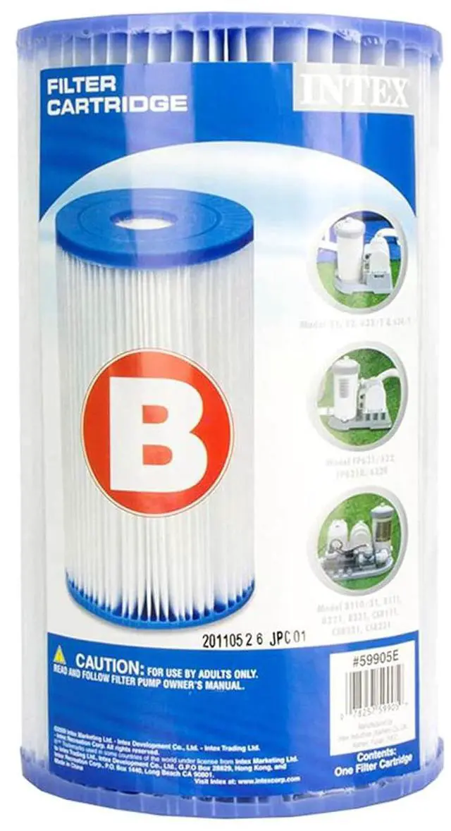 Alt view image 2 of 7 - Intex Type B Pool Filter Cartridge for Above Ground Swimming Pools, 12-Pack | 29005E - Compatible with 2,500 GPH Krystal Clear Cartridge Filter Pumps