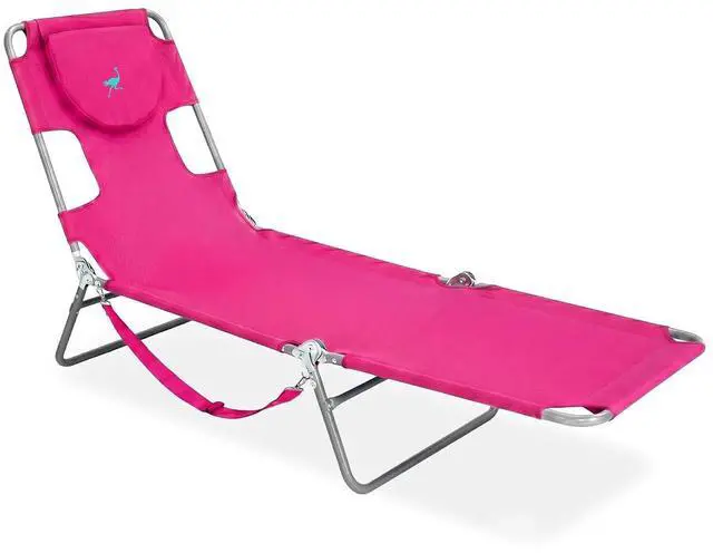 Main image of Ostrich the Original Chaise 72 x 22 Inch Lounge Portable Reclining Lounger, Outdoor Patio, Beach, Lawn, Camping, or Pool Tanning Chair, Pink