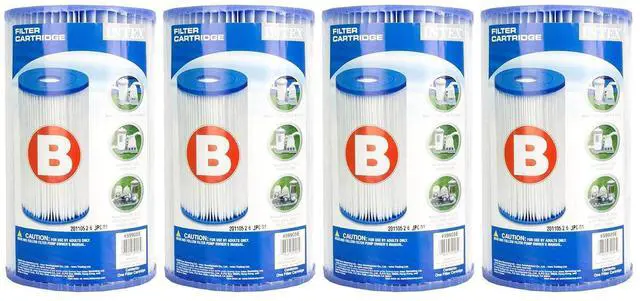 Main image of Intex 29005E Type B Pool Filter Cartridge Filter Pumps Easy-to-Clean Dacron Paper Efficient Filtration 4 Pack