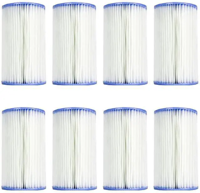 Main image of Intex Type B Easy Set Swimming Pool Pleated Replacement Filter Pump Cartridges for 633T, 634T, 634RC, CS8111, and CS8221/CS8231 Series (8 Pack)