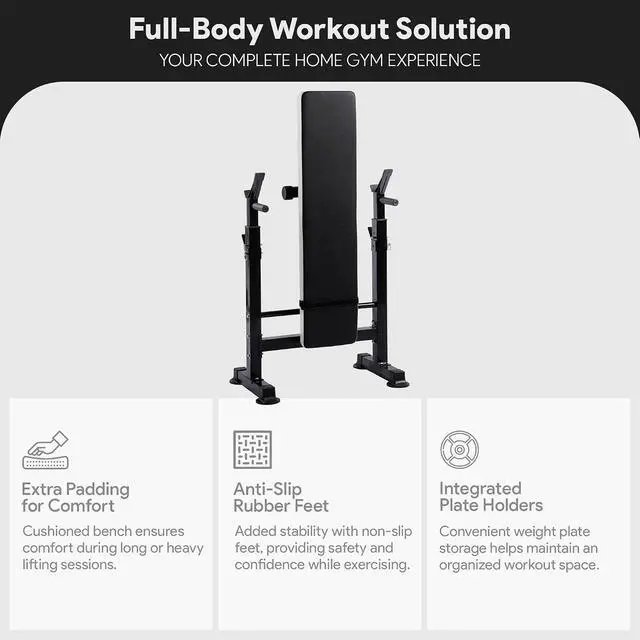 Alt view image 3 of 7 - BalanceFrom Steel Weight Bench w/ Squat Rack in Multiple Colors, 400 lb User Capacity - Foldable Home Gym Equipment for Range of Workouts w/ 6-Position Barbell Holder & Adjustable Seat and Recliner