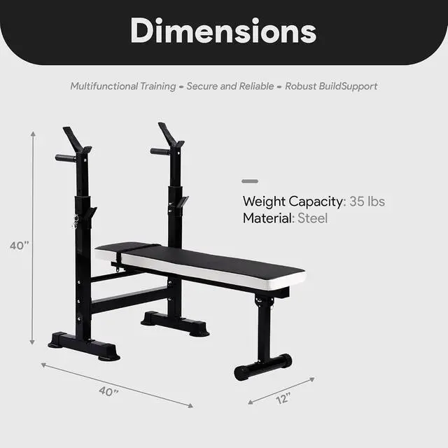 Alt view image 4 of 7 - BalanceFrom Steel Weight Bench w/ Squat Rack in Multiple Colors, 400 lb User Capacity - Foldable Home Gym Equipment for Range of Workouts w/ 6-Position Barbell Holder & Adjustable Seat and Recliner