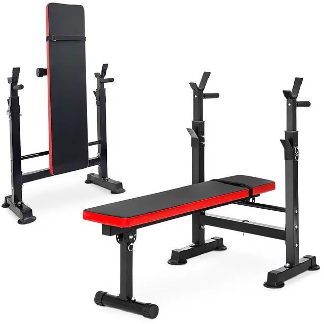 Main image of BalanceFrom Steel Weight Bench w/ Squat Rack in Multiple Colors, 400 lb User Capacity - Foldable Home Gym Equipment for Range of Workouts w/ 6-Position Barbell Holder & Adjustable Seat and Recliner