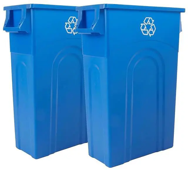 Main image of United Solutions Highboy Recycling Container, 23 Gallon, Space Saving Slim Profile and Easy Bag Removal for Indoor or Outdoor use, Recycle Blue, Plastic