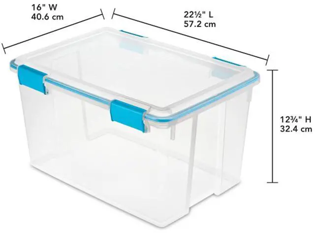 Alt view image 3 of 7 - Sterilite 16-Pack Gasket Box, Weather-Resistant Storage Bins with Latching Lids, 54 Quart - Heavy-Duty Organizing Containers for Closet, Bathroom, and Office
