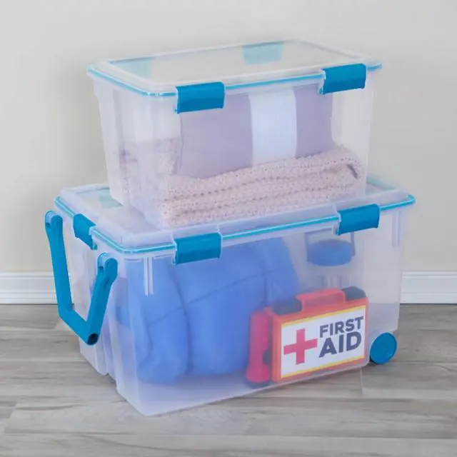 Alt view image 5 of 7 - Sterilite 16-Pack Gasket Box, Weather-Resistant Storage Bins with Latching Lids, 54 Quart - Heavy-Duty Organizing Containers for Closet, Bathroom, and Office