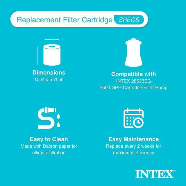 Alt view image 4 of 7 - Intex 29005E Type B Pool Filter Cartridge Filter Pumps Easy-to-Clean Dacron Paper Efficient Filtration 4 Pack