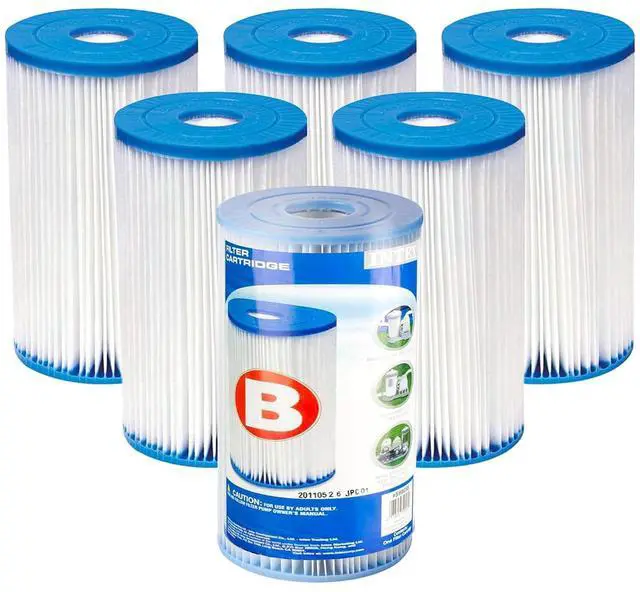 Main image of Intex 29005E Swimming Pool Type B Replacement Easy Clean Dacron Material Filter Pump Cartridge (6 Pack)