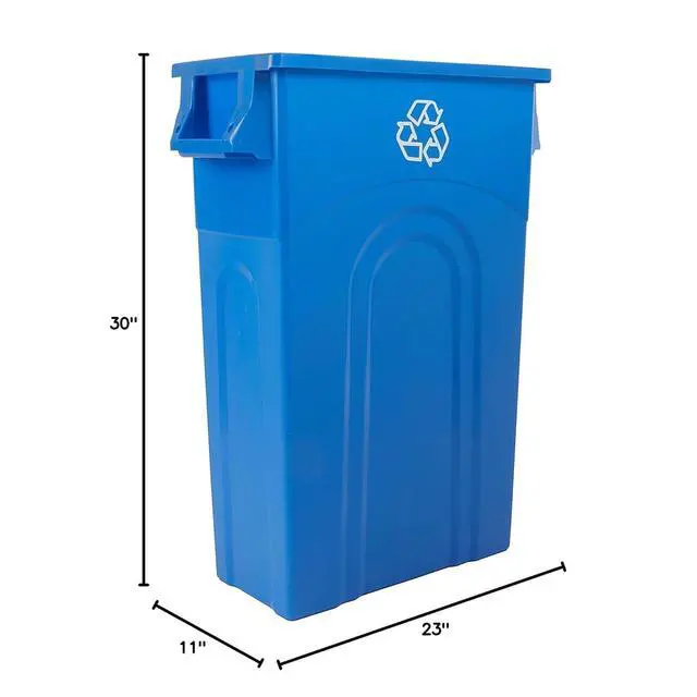 Alt view image 7 of 7 - United Solutions Highboy Recycling Container, 23 Gallon, Space Saving Slim Profile and Easy Bag Removal for Indoor or Outdoor use, Recycle Blue, Plastic