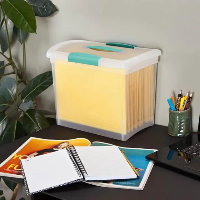 Alt view image 7 of 7 - Sterilite Large Nesting ShowOffs, Clear Bin w/Latch Lid & Handle, 6 Pack | Heavy-Duty and Stackable Utility Box Containers for Home, Office, Cabinet, Closet, Bedroom, and Basement Organization