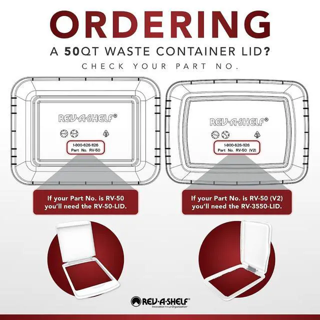 Alt view image 7 of 7 - Rev-A-Shelf 50 Qt Under Sink Garbage Can Lid for Base Kitchen and Bathroom Cabinet, Replacement Plastic Trash Bin Lid Only, Gray, RV-50-LID-13-1