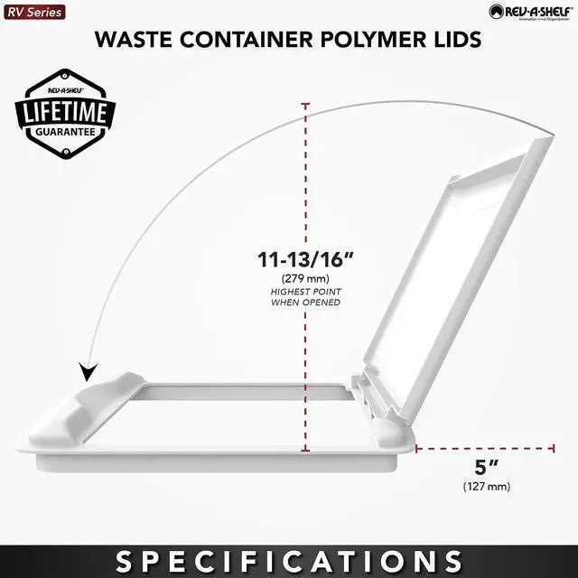 Alt view image 4 of 7 - Rev-A-Shelf 50 Qt Under Sink Garbage Can Lid for Base Kitchen and Bathroom Cabinet, Replacement Plastic Trash Bin Lid Only, Black, RV-50-LID-18-1