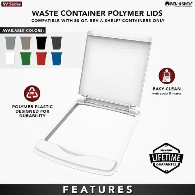 Alt view image 2 of 7 - Rev-A-Shelf 50 Qt Under Sink Garbage Can Lid for Base Kitchen and Bathroom Cabinet, Replacement Plastic Trash Bin Lid Only, Black, RV-50-LID-18-1