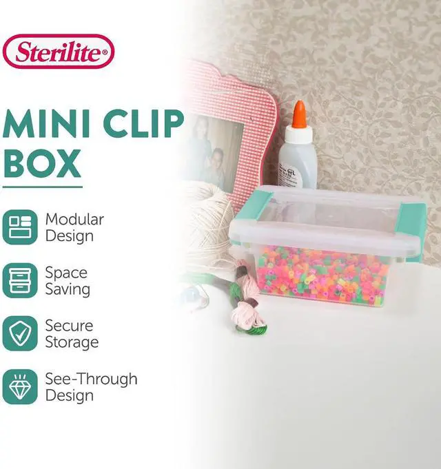 Alt view image 2 of 7 - Sterilite Mini Clip Box, Clear Storage Bin with Latching Lid, 6 Pack | Storage Containers with Latching Lids for Writing, Arts or Crafts Supplies - Home, Office, Classroom & Workshop Organization
