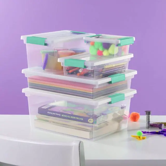 Alt view image 4 of 7 - Sterilite Mini Clip Box, Clear Storage Bin with Latching Lid, 6 Pack | Storage Containers with Latching Lids for Writing, Arts or Crafts Supplies - Home, Office, Classroom & Workshop Organization